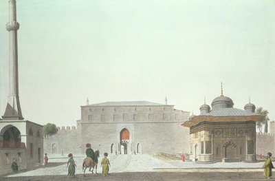 Constantinople: Haghia Sophia Square Showing the Fountain and the Imperial Gate of the Old Seraglio (Palace of Topkapi) by English School
